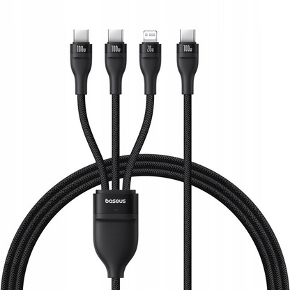 USB-C-Ladekabel - Lightning / 2 x USB-C Baseus Flash Series III 3in1, 100W, 1,5m, Schwarz, Neuware mit geöffneter Verpackung P10377502111-00