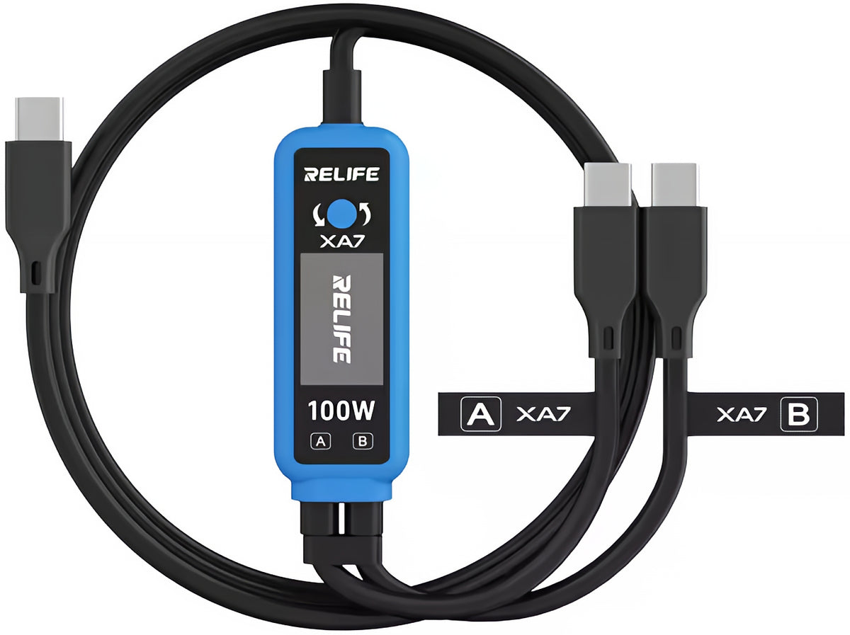USB-C Ladekabel - 2 x USB-C Relife XA7 Display, 100W, 1,33m, Schwarz