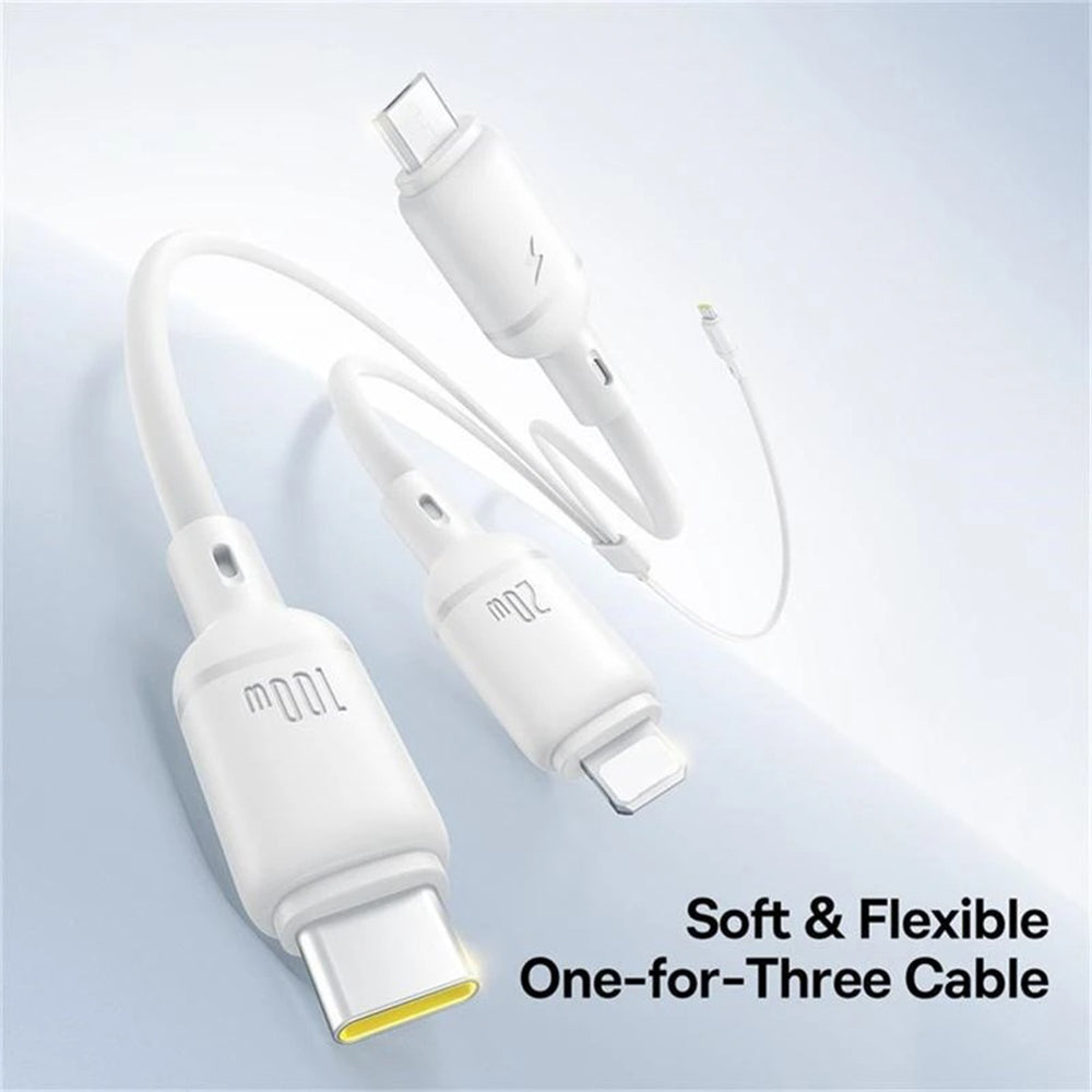 USB-C - Lightning / microUSB / USB-C Ladekabel Baseus Silky 3in1, 100W, 1,5m, Weiß P10377706213-00