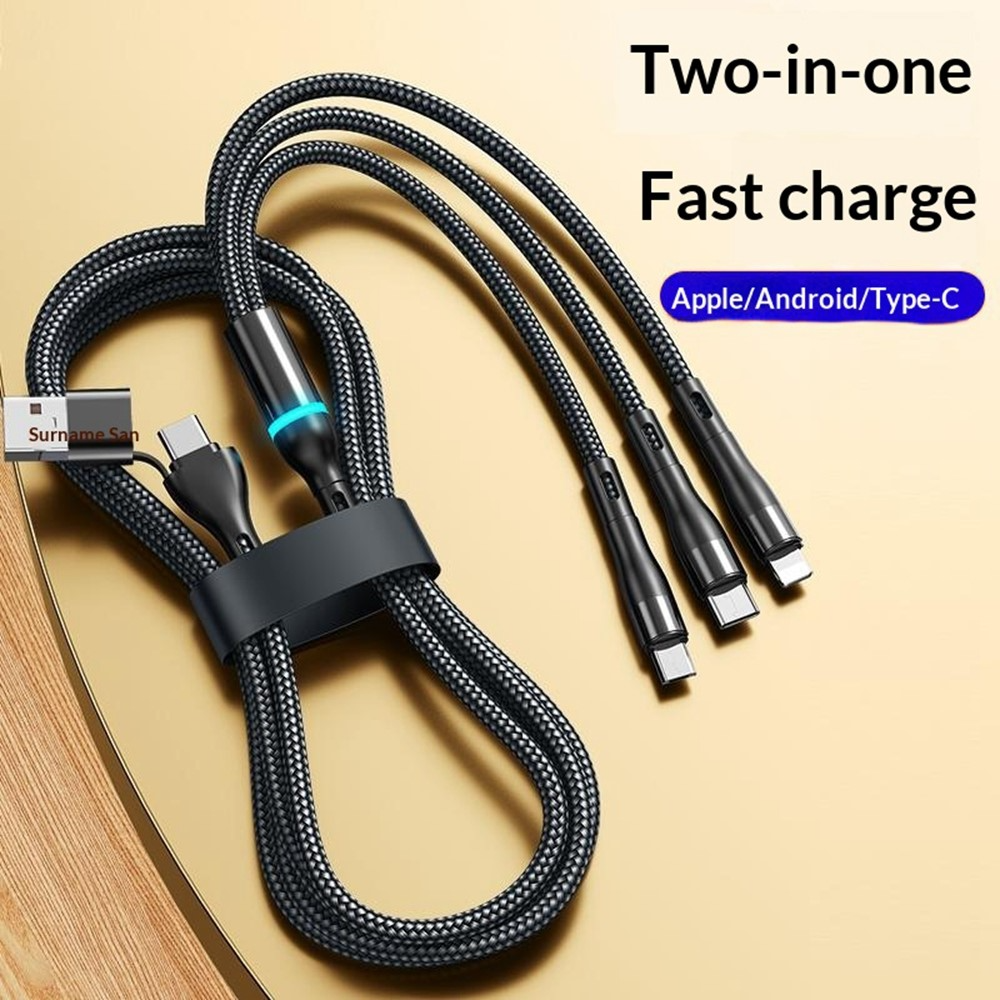 USB-C / USB-A Ladekabel - Lightning / microUSB / USB-C OEM B6, 100W, 1,2m, Schwarz
