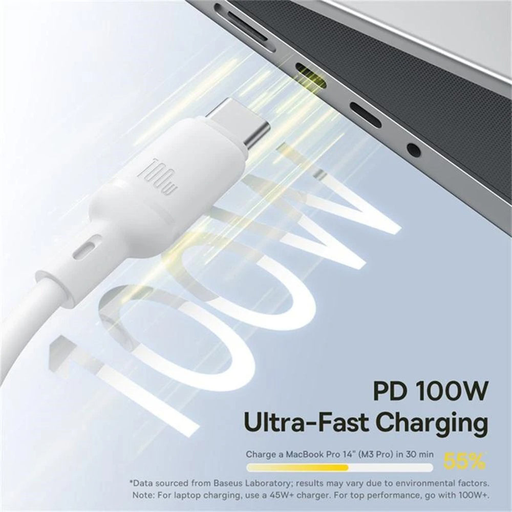 USB-C - Lightning / microUSB / USB-C Ladekabel Baseus Silky 3in1, 100W, 1,5m, Weiß P10377706213-00