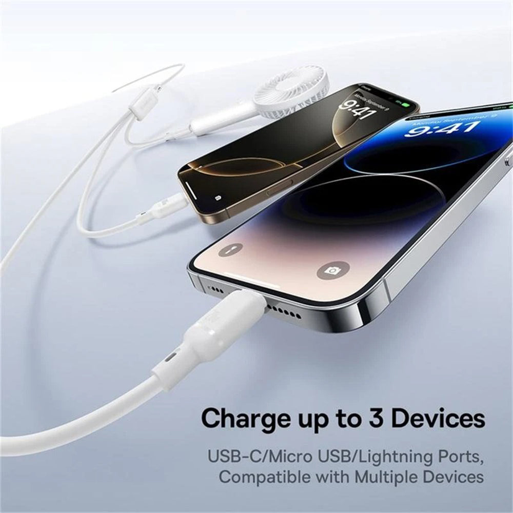 USB-C - Lightning / microUSB / USB-C Ladekabel Baseus Silky 3in1, 100W, 1,5m, Weiß P10377706213-00