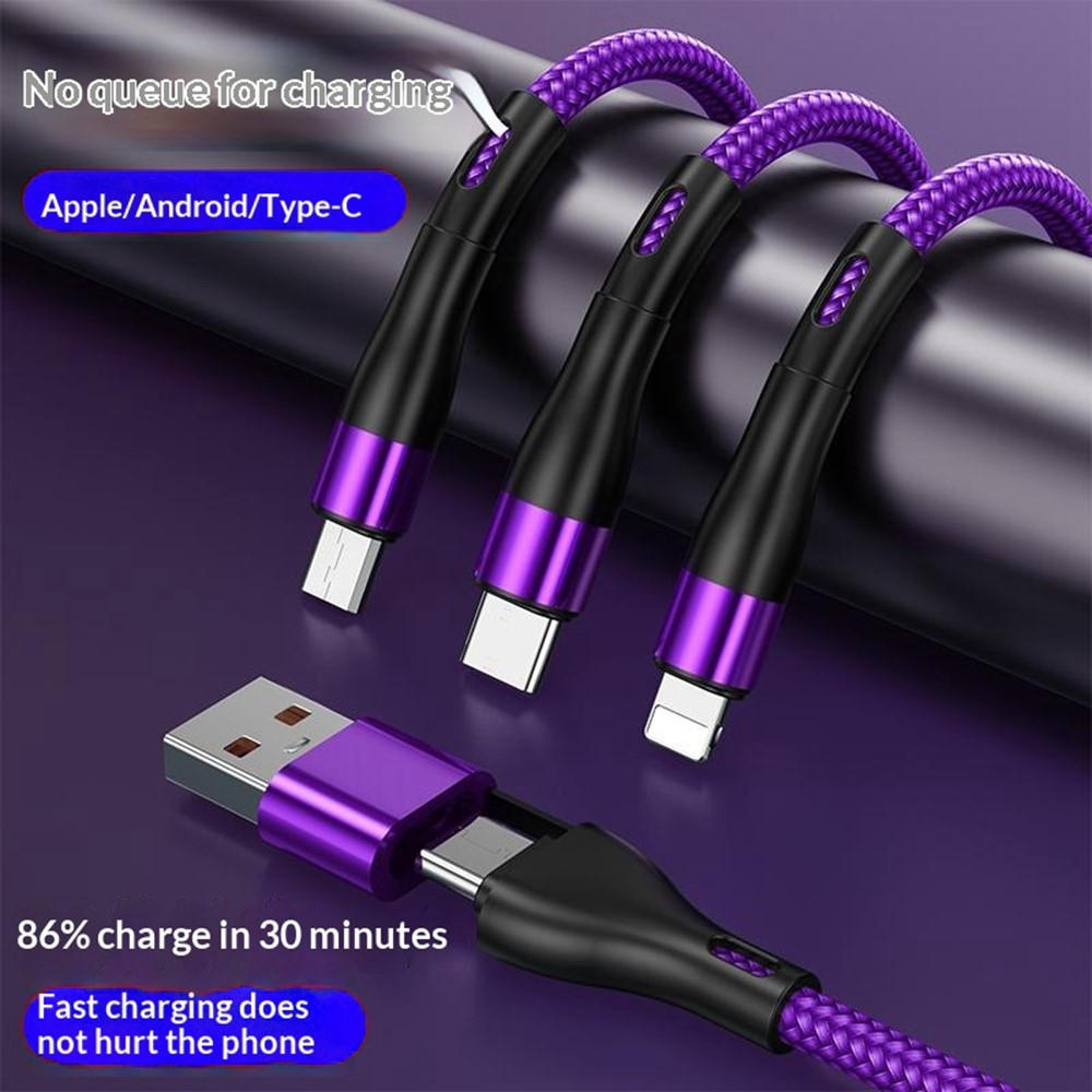 USB-C / USB-A Ladekabel - Lightning / microUSB / USB-C OEM B6, 100W, 1,2m, Schwarz