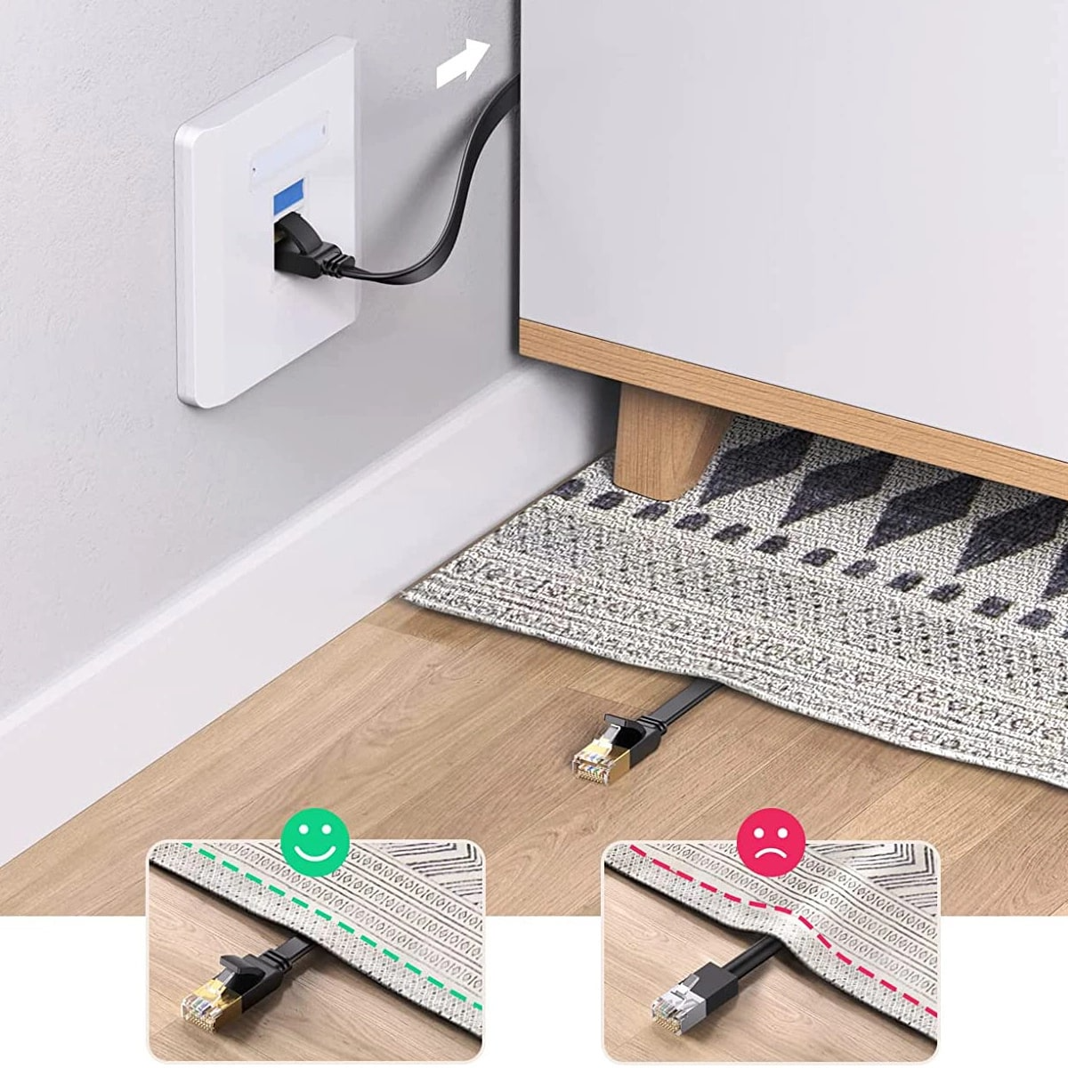 UGREEN NW102 Flaches Netzwerkkabel, UTP, Cat6, 0,5 m, Schwarz
