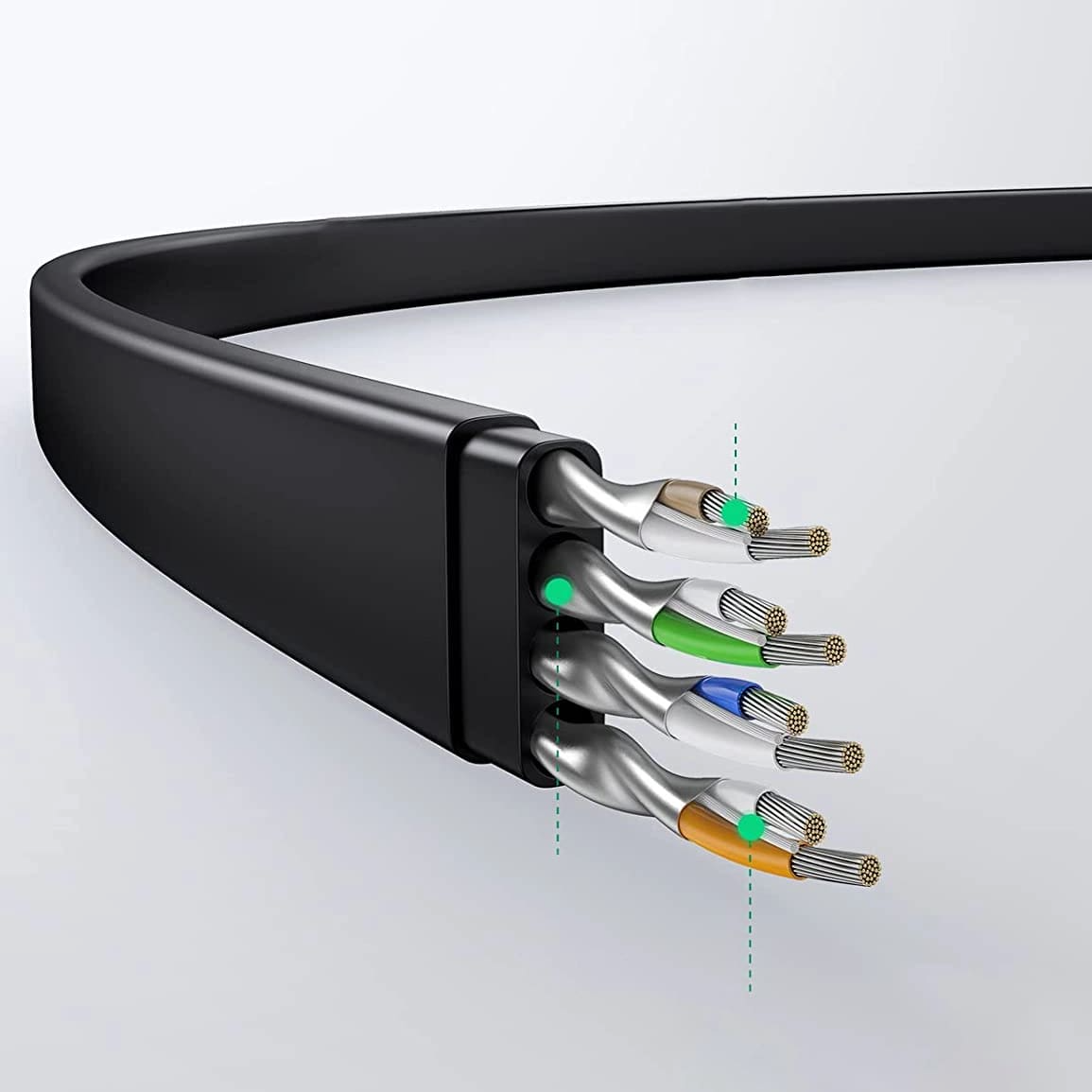 UGREEN NW102 Flaches Netzwerkkabel, UTP, Cat6, 0,5 m, Schwarz