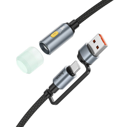 HOCO UA38C LED Cable, USB-C / USB-A, 0.3m, Black