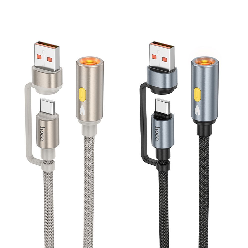 Elektrisches Feuerzeug HOCO UA38B, USB-C / USB-A, 0,3m, Schwarz