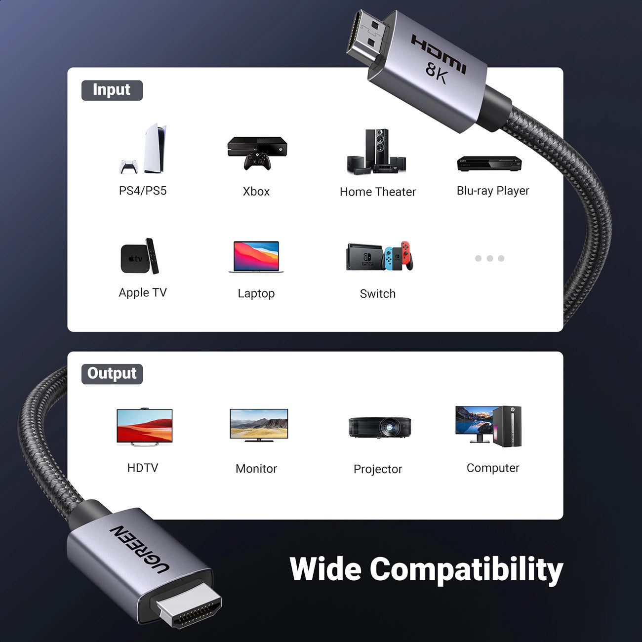 UGREEN HD171 Videokabel, HDMI - HDMI, 8K, 2m, Schwarz