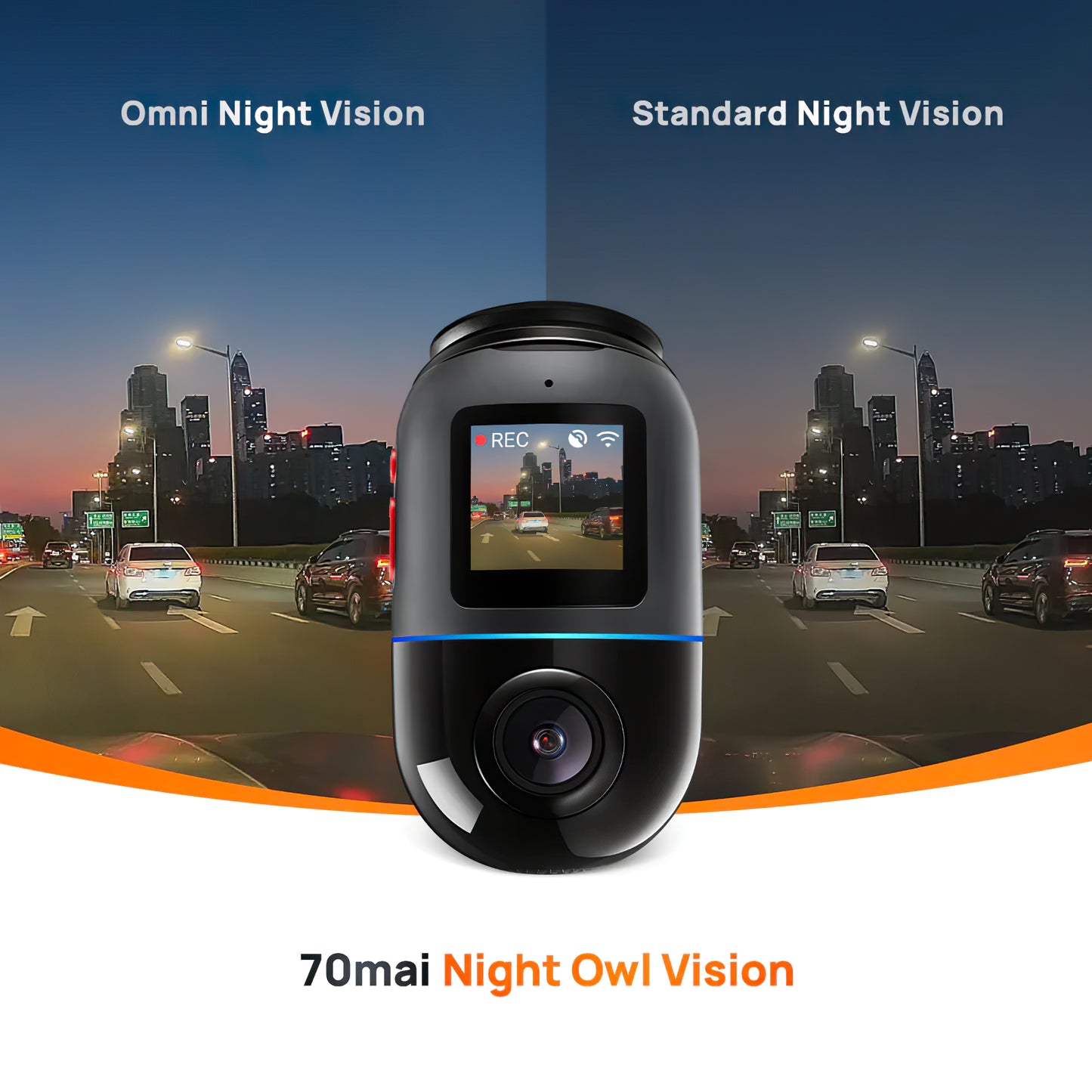 Auto-Kamera 70mai Dash Cam Omni 360 X200, 1080P, 64Gb, Wi-Fi, GPS, KI, Sprachsteuerung, Display 1.2inch X200-64-BK
