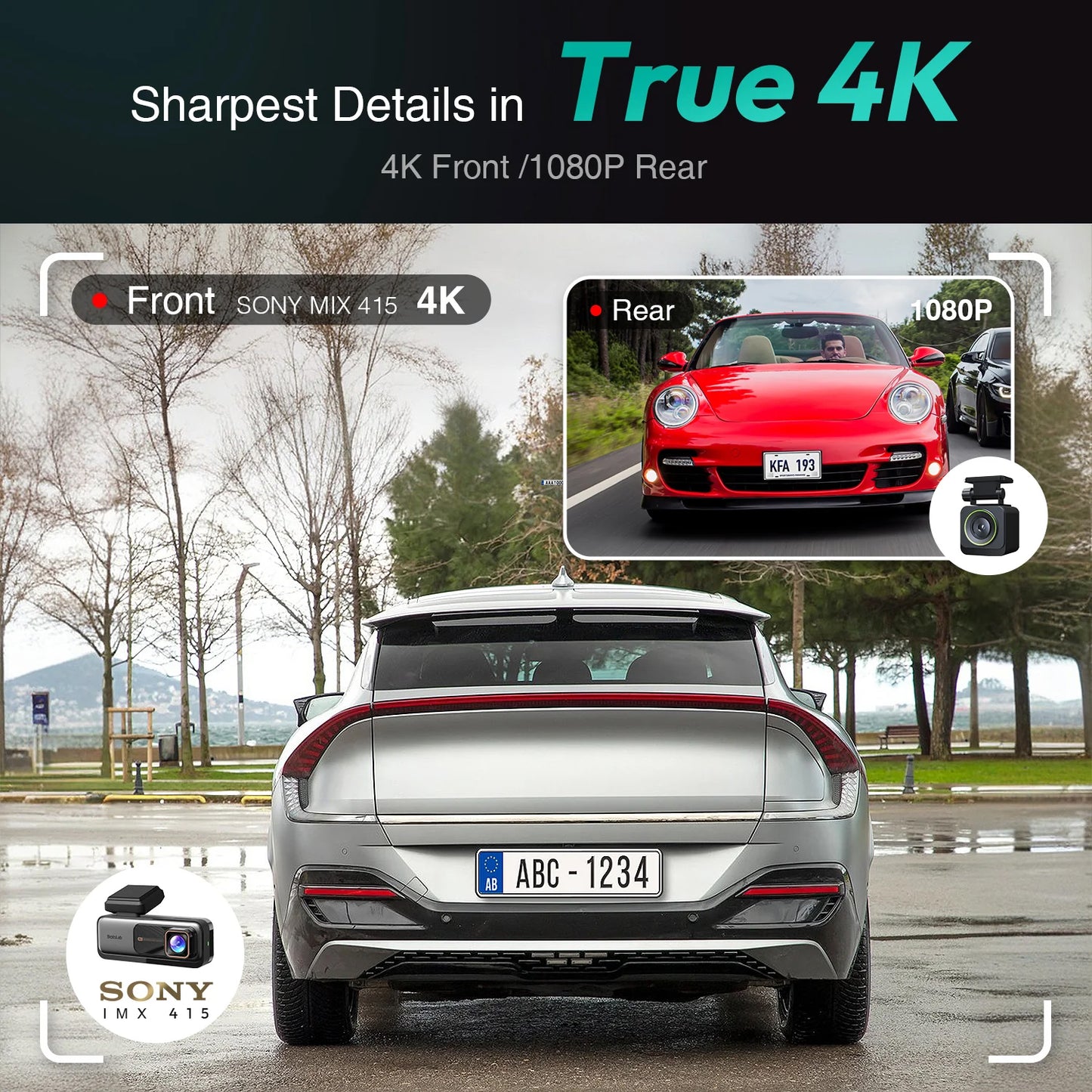 Botslab G980H Auto-Front-Rückfahrkamera Botslab G980H, 4K, Wi-Fi, GPS, 2,45-Zoll-Display 