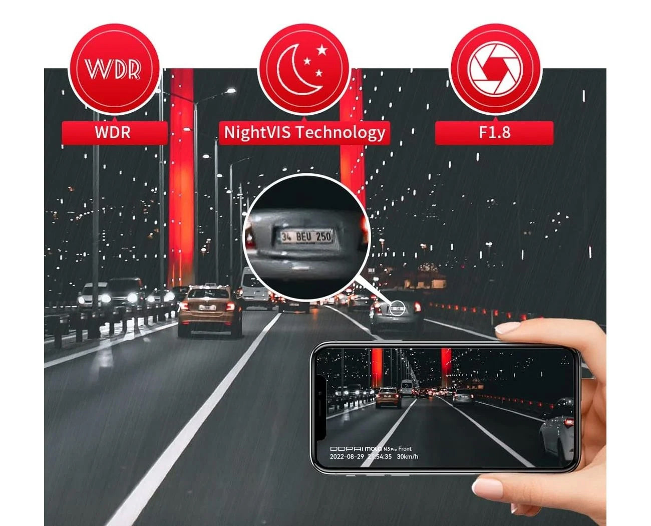 DDPAI mola N3 Pro 2026 Front- und Rückfahrkamera, 1600P, Wi-Fi