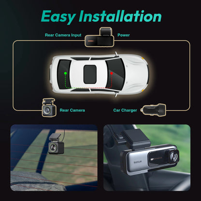 Botslab G980H Auto-Front-Rückfahrkamera Botslab G980H, 4K, Wi-Fi, GPS, 2,45-Zoll-Display 