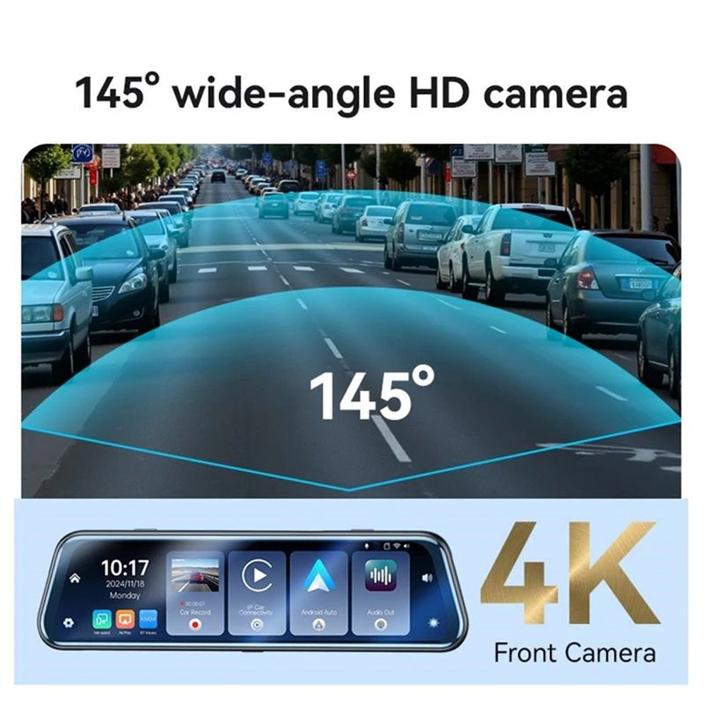 Yesido KM24 Car Camera with Carplay / Android Auto, 4K, 9.66inch Display