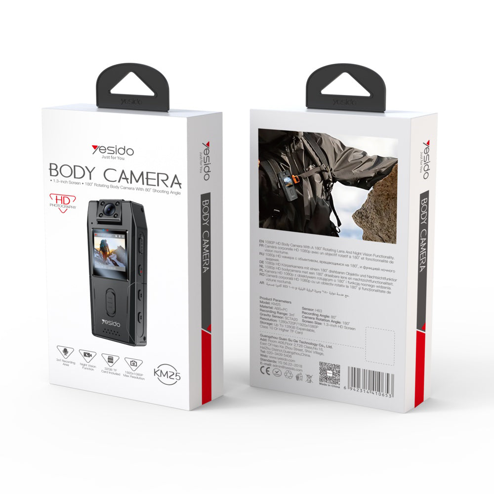 Sportkamera Yesido KM25, 1080P, 1,3-Zoll-Display, Schwarz