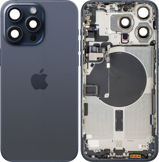 Akkuabdeckung Apple iPhone 15 Pro Max, mit Mittelgehäuse, Blau (Blue Titanium), Swap