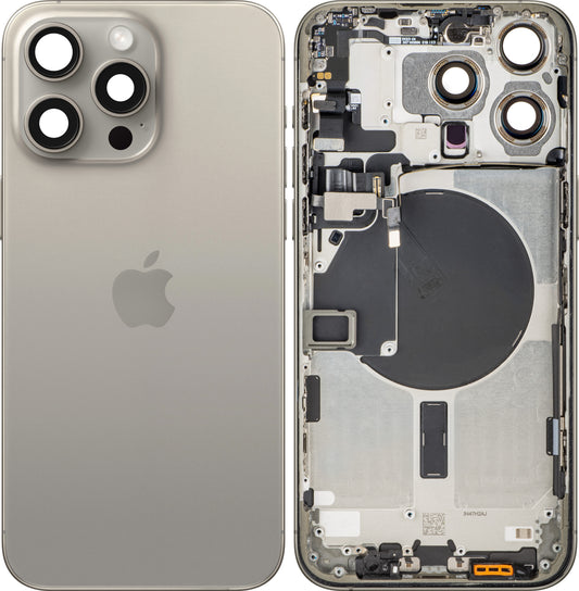 Akkuabdeckung Apple iPhone 15 Pro Max, mit Mittelgehäuse, Beige (Natural Titanium), Swap
