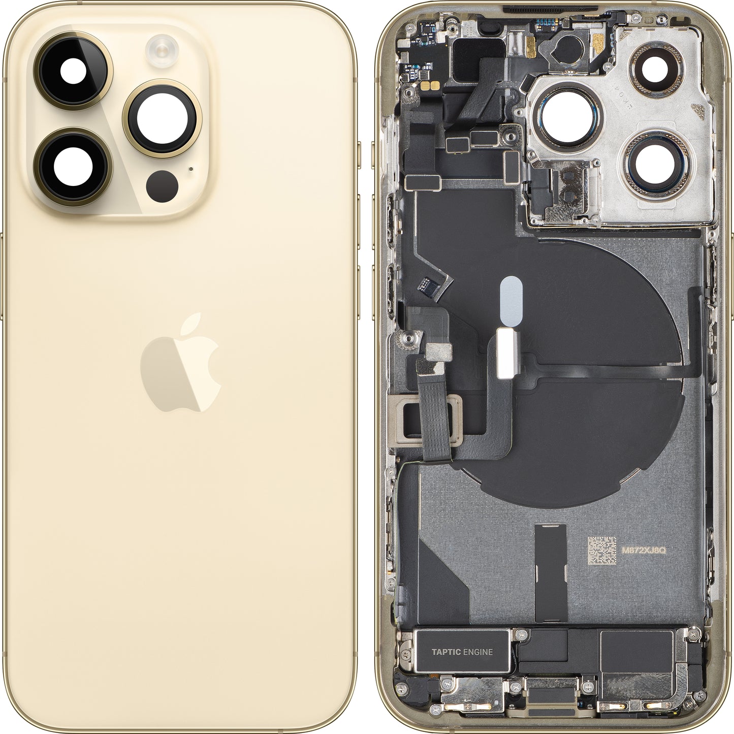 Apple iPhone 14 Pro Batteriedeckel, mit Mittelgehäuse, Vollständige Teile, Gold, Swap