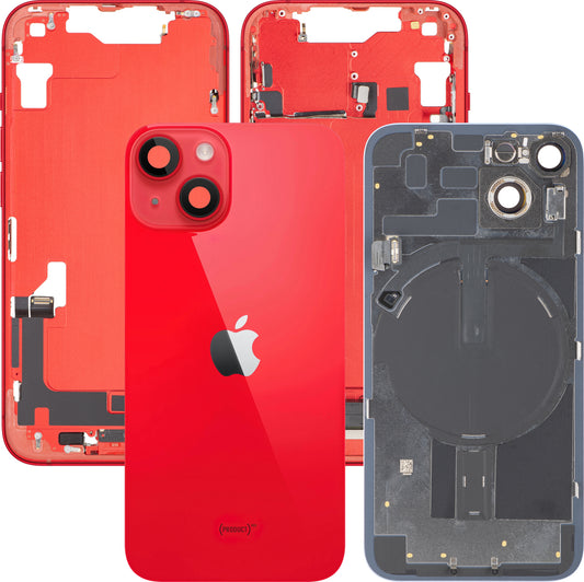 Apple iPhone 14 Battery Cover, With Middle Frame, Full Parts, Red, Swap
