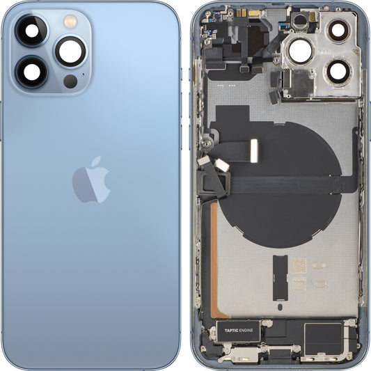 Batteriedeckel Apple iPhone 13 Pro Max, mit Mittelgehäuse, Vollständige Teile, Blau (Sierra Blue), Swap