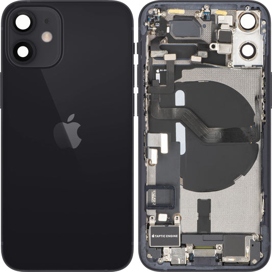 Apple iPhone 12 mini Akkudeckel, mit Mittelgehäuse, Vollständige Teile, Schwarz, Swap