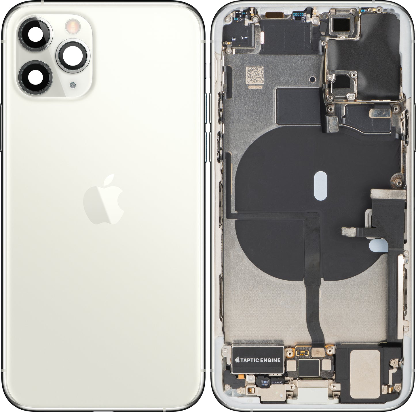 Apple iPhone 11 Pro Battery Cover, With Middle Case, Full Parts, Silver, Swap