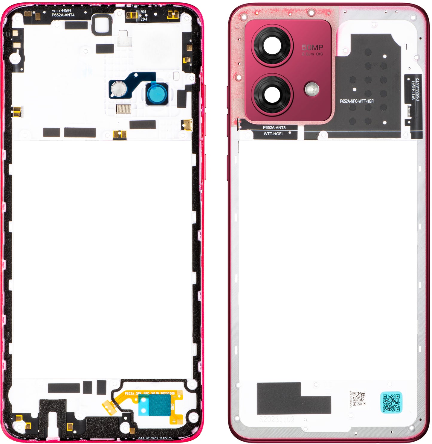 Mittelgehäuse Motorola Moto G84, Rot (Viva Magenta), Service Pack 5S58C23328