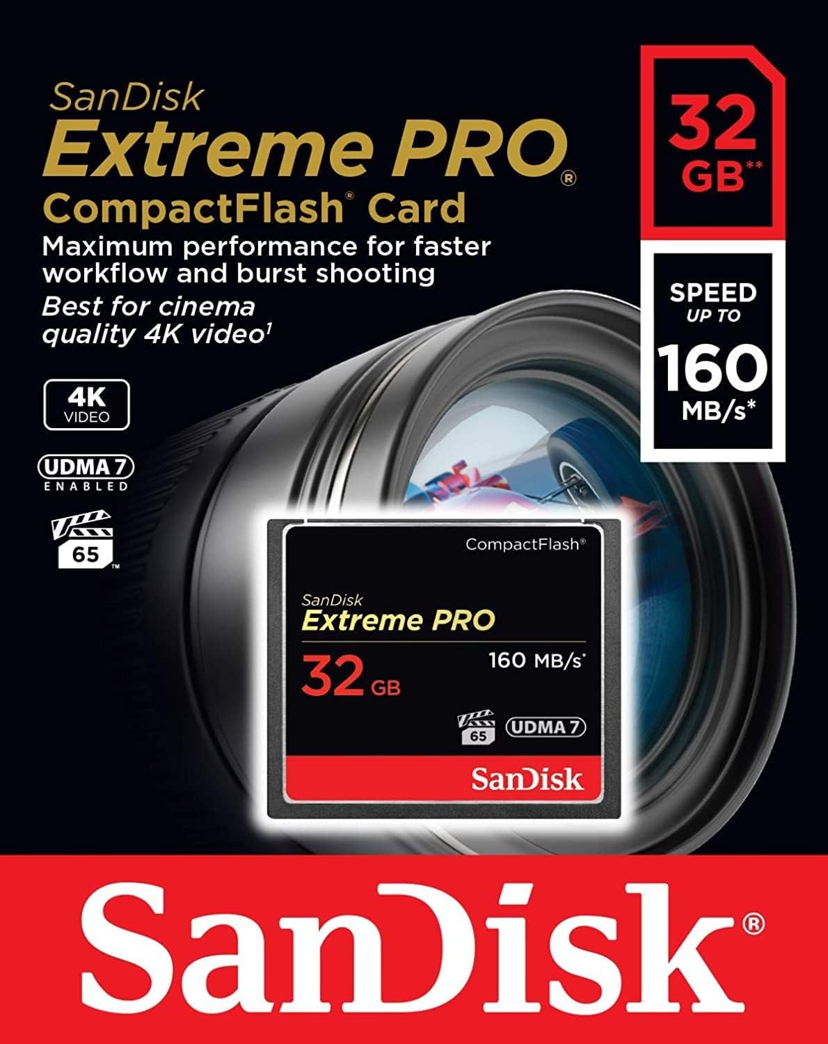 CompactFlash Speicherkarte SanDisk Extreme Pro, 32GB, UDMA 7 SDCFXPS-032G-X46