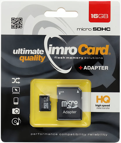 Speicherkarte microSDHC Imro, 16Gb, Klasse 4, mit Adapter