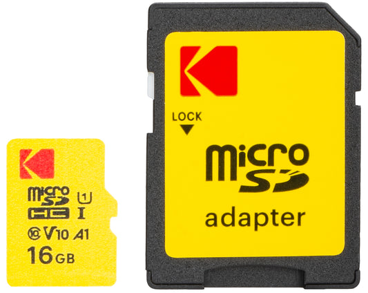 microSDHC Speicherkarte Kodak Extra Performance, 16GB, Klasse 10 / UHS-1 U1, mit Adapter EKMSDM16GHC10J6