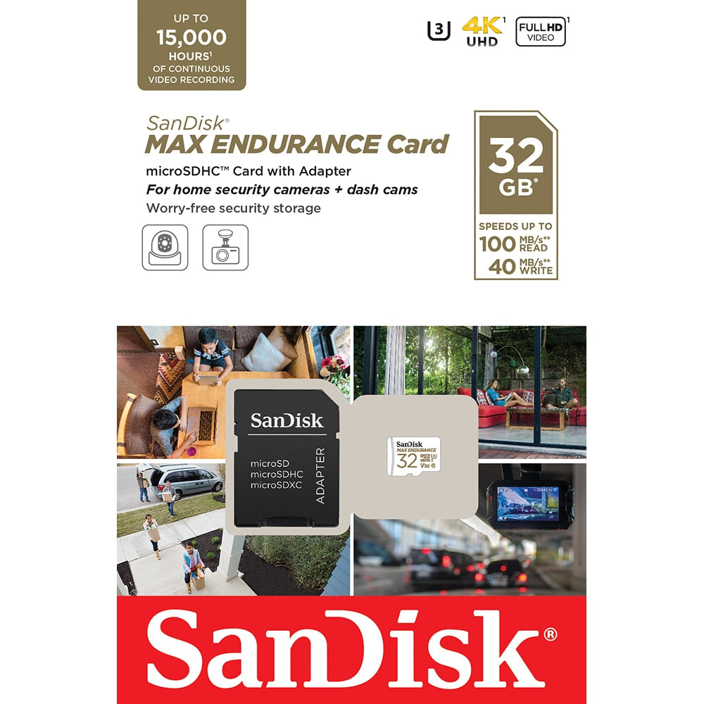 Speicherkarte microSDHC SanDisk MAX Endurance, 32Gb, Klasse 10 / UHS-1 U3, mit Adapter SDSQQVR-032G-GN6IA