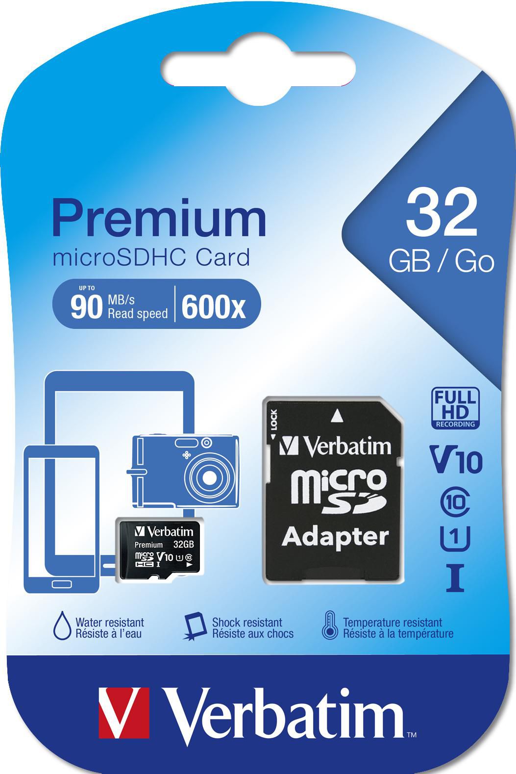 Verbatim microSDHC Speicherkarte, 32GB, Klasse 10 / UHS-1 U1, mit Adapter