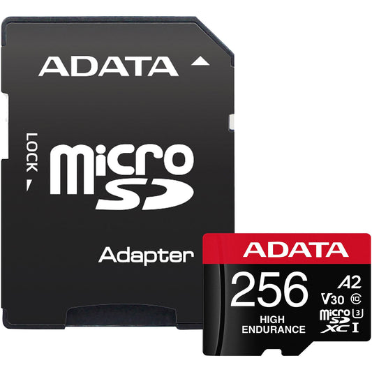 Speicherkarte microSDXC Adata High Endurance, 256Gb, Klasse 10 / UHS-1 U3, mit Adapter AUSDX256GUI3V30SHA2-RA1