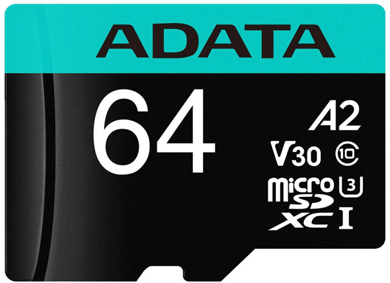 Adata Premier Pro microSDXC Speicherkarte, 64Gb, Klasse 10 / UHS-1 U3, mit Adapter AUSDX64GUI3V30SA2-RA1