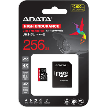 Speicherkarte microSDXC Adata High Endurance, 256Gb, Klasse 10 / UHS-1 U3, mit Adapter AUSDX256GUI3V30SHA2-RA1