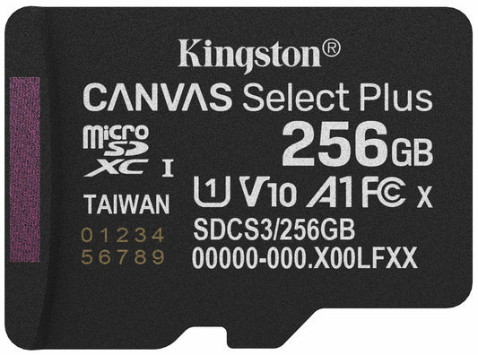 Kingston Canvas Select Plus Android A1 microSDXC Speicherkarte, 256Gb, Klasse 10 / UHS-1 U1 SDCS3/256GBSP