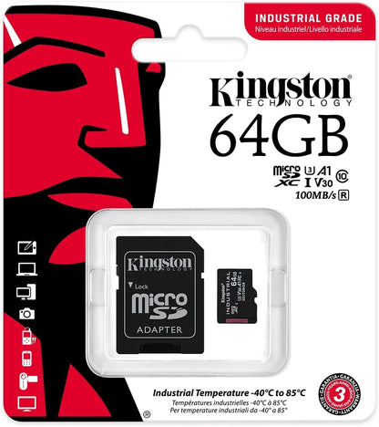 Kingston Industrial microSDXC Speicherkarte, 64Gb, Klasse 10 / UHS-1 U3, mit Adapter SDCIT2/64GB