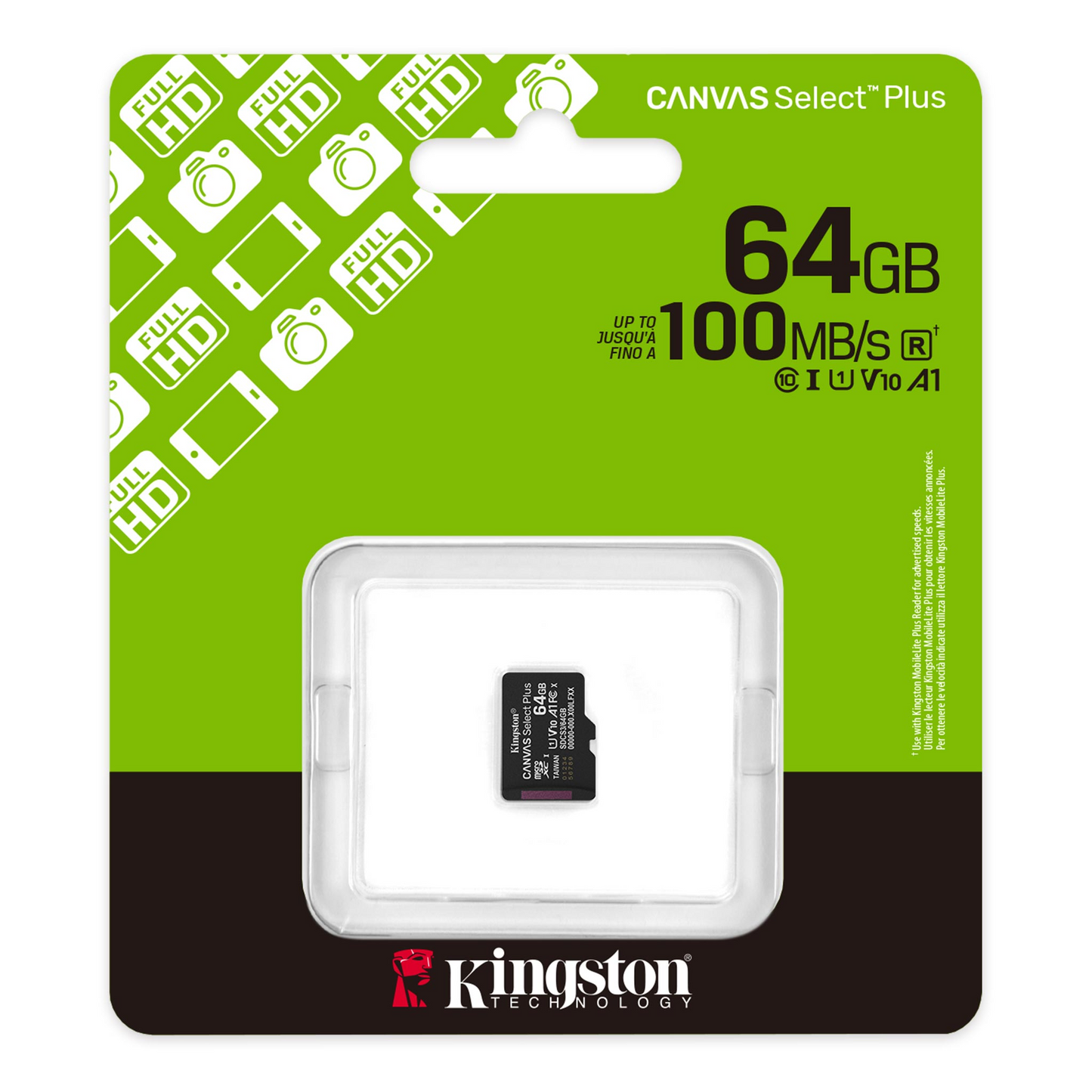 Kingston Canvas Select Plus Android A1 microSDXC Speicherkarte, 64Gb, Klasse 10 / UHS-1 U1 SDCS3/64GBSP
