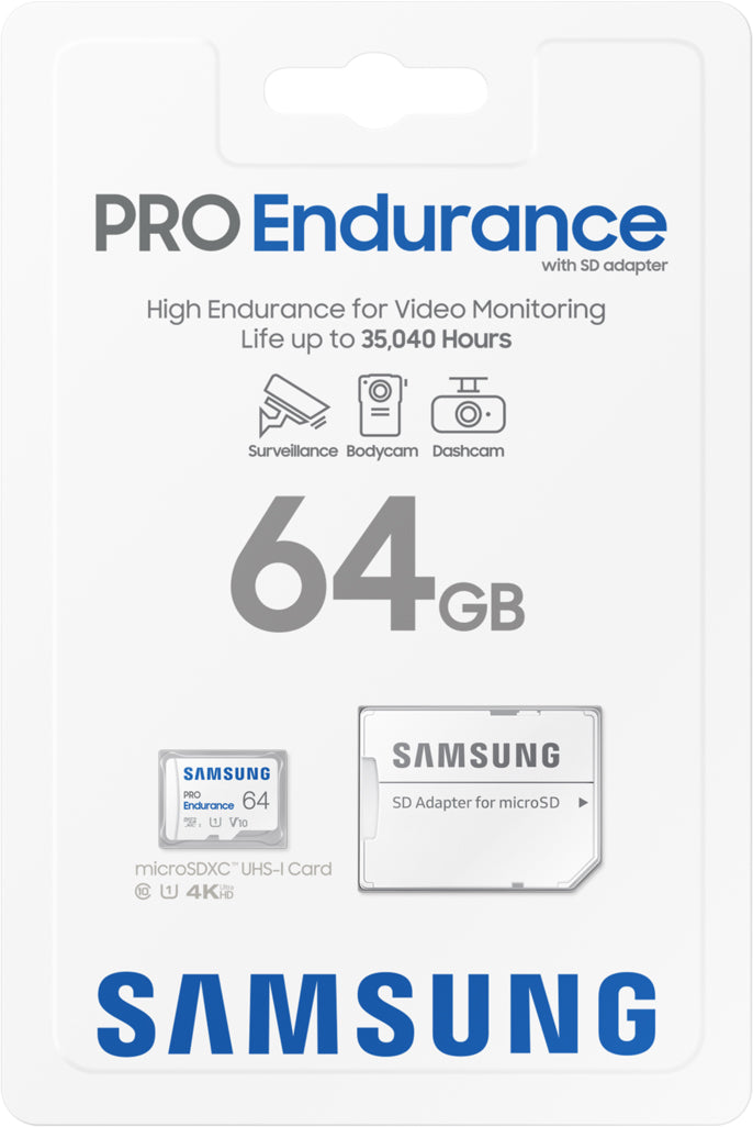 Samsung PRO Endurance microSDXC Speicherkarte, 64Gb, Klasse 10 / UHS-1 U1, mit Adapter MB-MJ64KA/EU