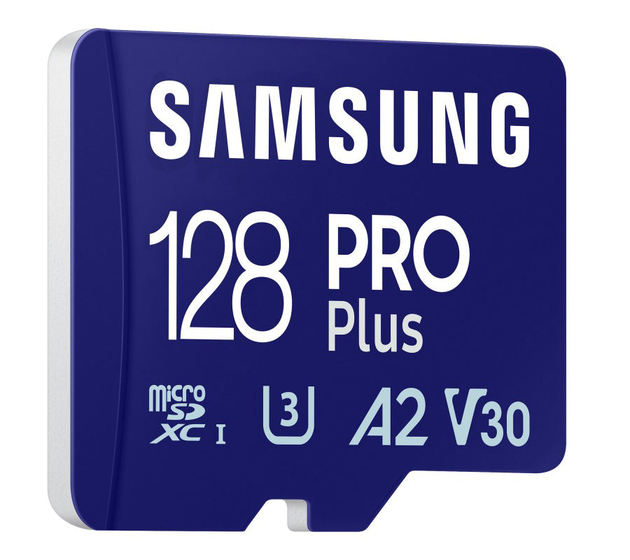 Samsung PRO Plus microSDXC Speicherkarte, 128Gb, Klasse 10 / UHS-1 U3, mit Kartenleser MB-MD128SB/WW