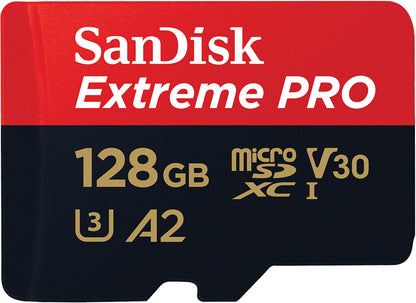 Speicherkarte microSDXC SanDisk Extreme Pro, 128Gb, Klasse 10 / UHS-1 U3, mit Adapter SDSQXCD-128G-GN6MA