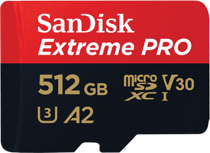 SanDisk Extreme Pro microSDXC Memory Card, 512Gb, Class 10 / UHS-1 U3, With Adapter SDSQXCD-512G-GN6MA