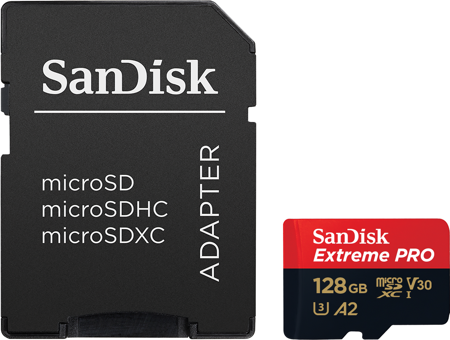 Speicherkarte microSDXC SanDisk Extreme Pro, 128Gb, Klasse 10 / UHS-1 U3, mit Adapter SDSQXCD-128G-GN6MA