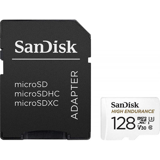 SanDisk High Endurance microSDXC Speicherkarte, 128Gb, Klasse 10 / UHS-1 U3, mit Adapter SDSQQNR-128G-GN6IA