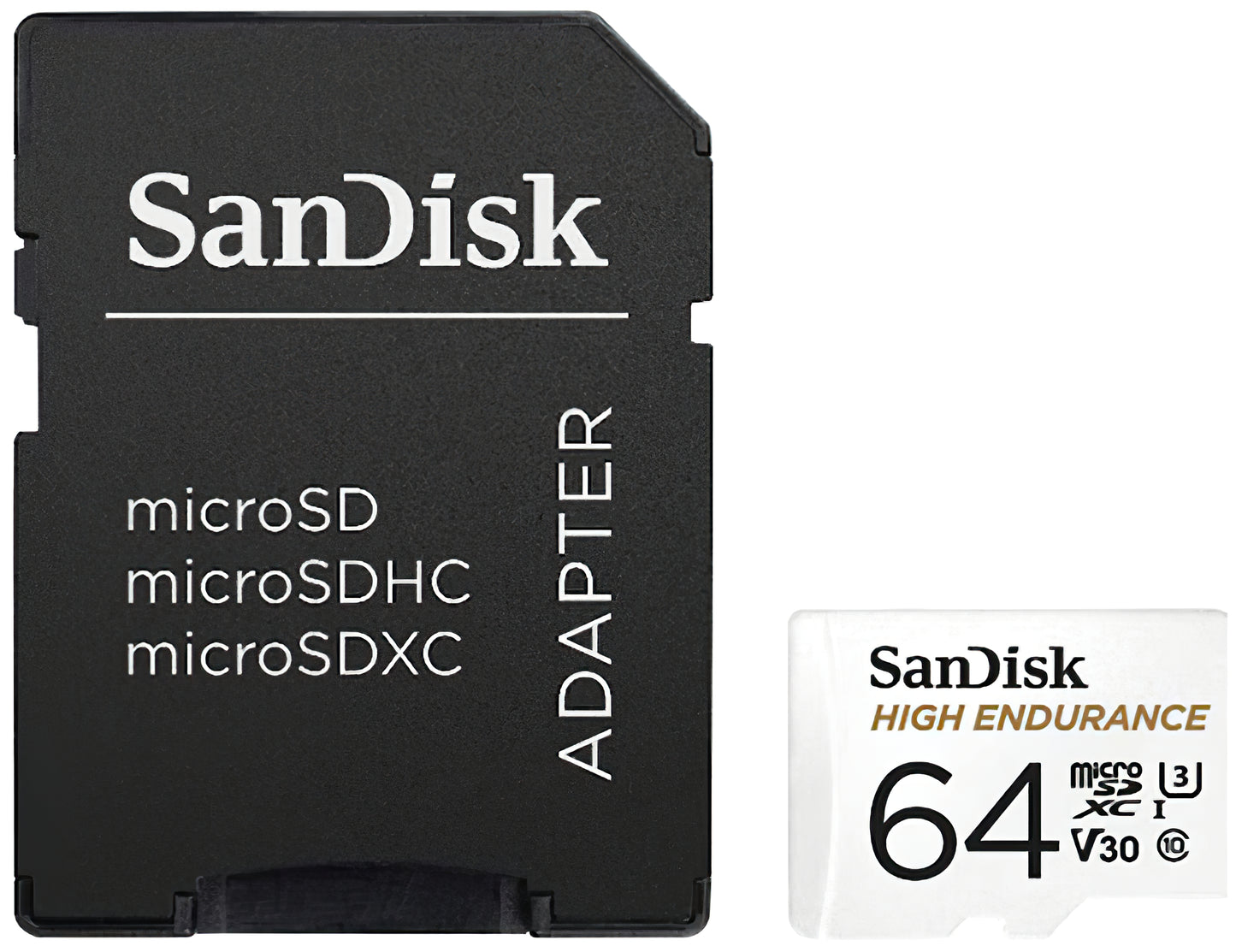 SanDisk High Endurance microSDXC Speicherkarte, 64Gb, Klasse 10 / UHS-1 U3, mit Adapter SDSQQNR-064G-GN6IA