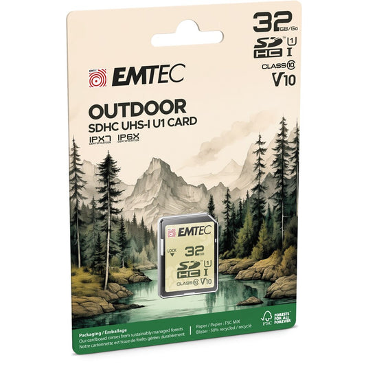 SDHC-Speicherkarte Emtec Outdoor, 32GB, Klasse 10 / UHS-1 U1 ECMSD32GHCU1OR
