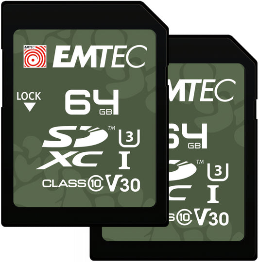 SDXC Speicherkarte Emtec Rugged Outdoor, 64GB, Klasse 10 / UHS-1 U3, 2er Set ECMSD64GXCU3ORP
