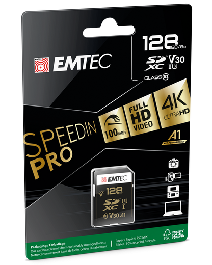 SDXC-Speicherkarte Emtec SpeedIn Pro, 128Gb, Klasse 10 / UHS-1 U3 ECMSD128GXC10SP
