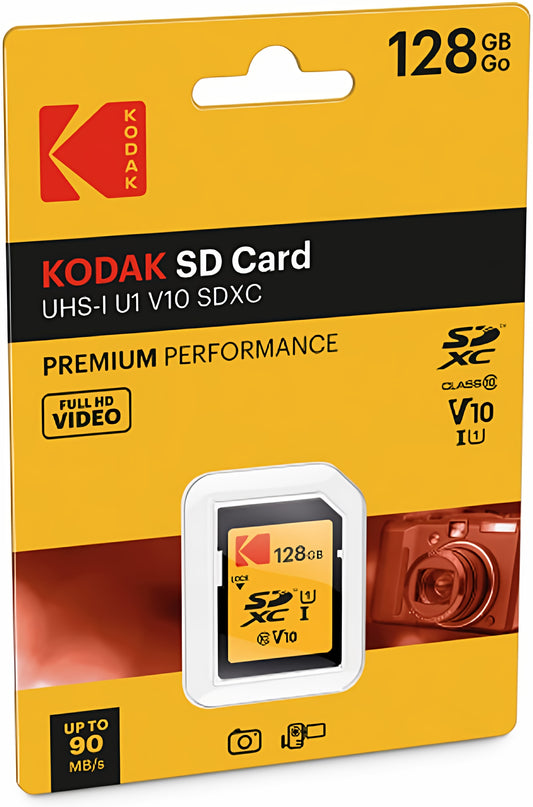 SDXC Speicherkarte Kodak Premium Performance, 128GB, Klasse 10 / UHS-1 U1 EKMSD128GXC10K