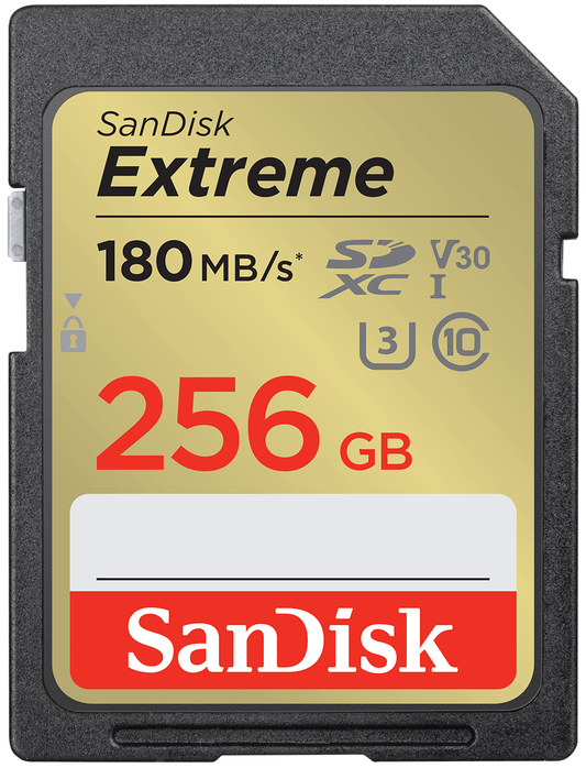 SDXC Speicherkarte SanDisk Extreme, 256GB, Klasse 10 / UHS-1 U3 SDSDXVV-256G-GNCIN