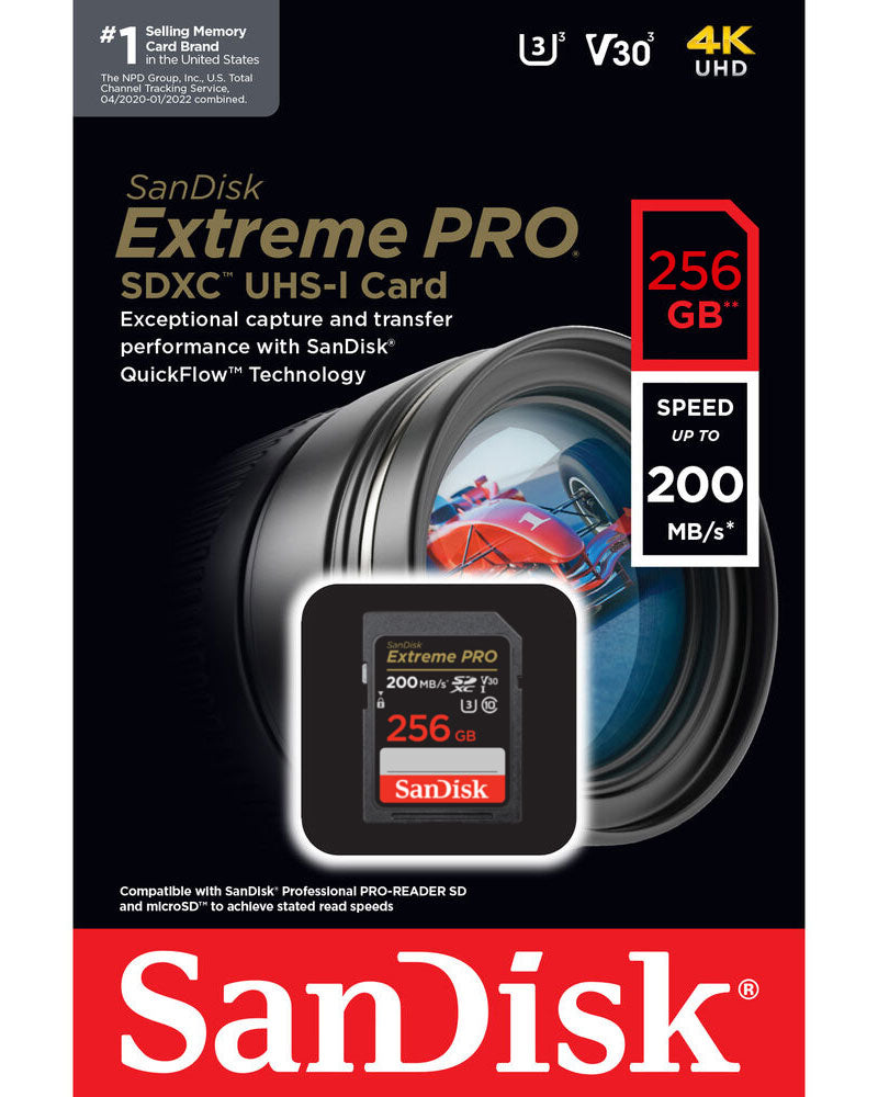 SDXC Speicherkarte SanDisk Extreme Pro, 256GB, Klasse 10 / UHS-1 U3 SDSDXXD-256G-GN4IN